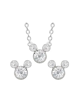 Disney Mickey Mouse April Birthstone in Brass Plated Necklace & Earring Set 