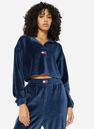 Badge Logo Velour Crop Top 
