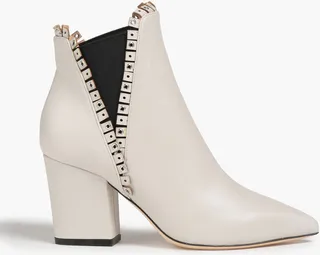 Eyelet-embellished leather ankle boots