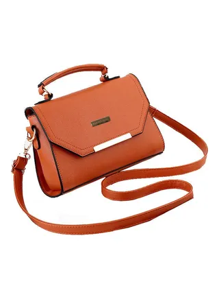 Solid Pattern Top Handle Crossbody Bag Orange 