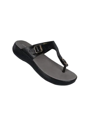 Michelle Morgan Ladies Thong Low Heel Slip on Black 36 