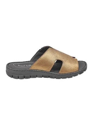 Textured Leather Sandals Gold 