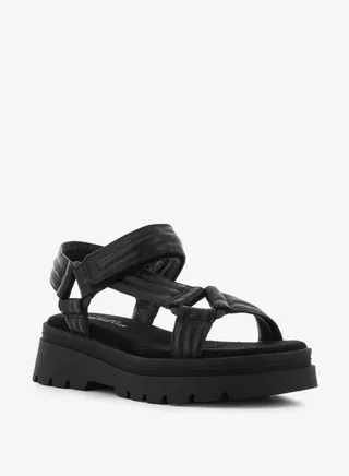 Solid Flatform Strappy Sandals with Hook and Loop Closure 