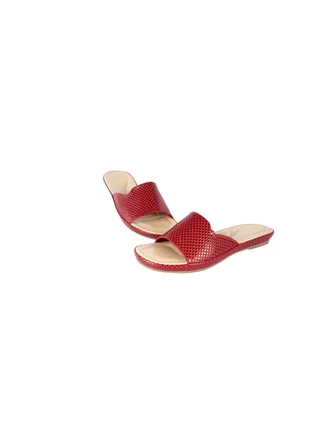 092-2294 Michelle Morgon Ladies Snake Print Flat Sandals Maroon 