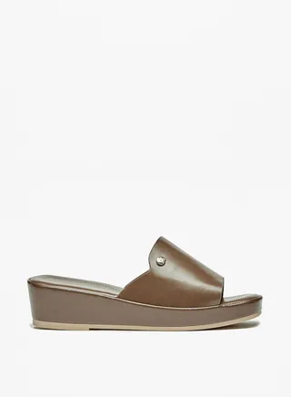 Womens Solid Slip On Sandals With Platform Heels By Shoexpress 