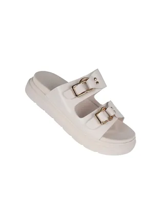 Michelle Morgan Ladies Double Strap Padded Heel Slipon Off White 36 