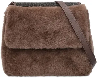 Shearling & leather shoulder bag