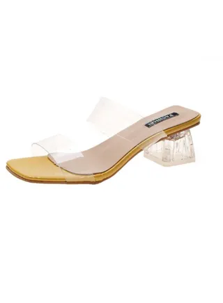 Comfy Elegant Transparent Block Heels Sandals For Women And Ladies Dress Shoes 