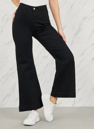High Rise Flared Hem Ankle Length Jeans 