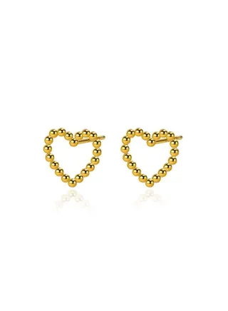 18K Gold Hollow Heart Earrings For Women 