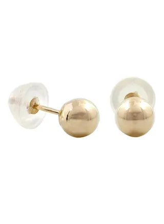 10K Solid Gold 3mm High Polished Ball Stud Earrings 