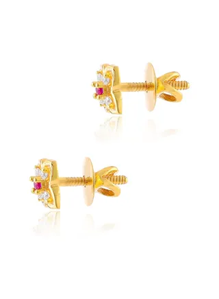 22kt Gold Flower-shaped Earrings for Teenagers 