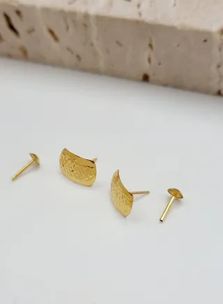 18K Pure Gold Screw Earring Set 