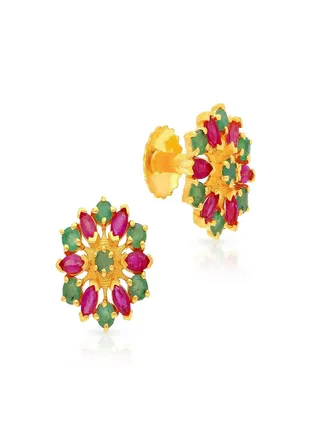 Malabar Gold and Diamonds 22 Carat 916 Purity Gemstone Earring PNAFNC029ER1Y 