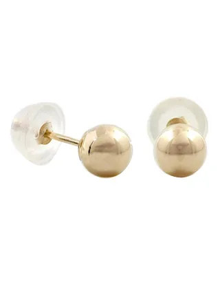 10K Solid Gold 5mm High Polished Ball Stud Earrings 