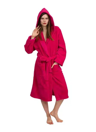 Pinkish Red Color Terry COTTON ROBE UNISEX Bathrobe Large Size 