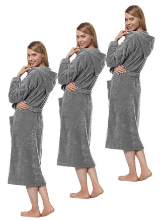 3 Pieces Grey Color Unisex Hotel Spa Terry Bathrobe Small size 