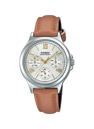 Women's Enticer Leather Analog Wrist Watch LTP-V300L-7A2UDF - 33  Brown 