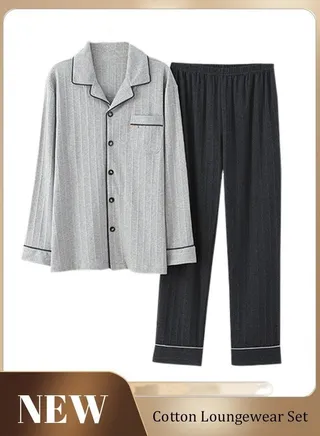 Couple Pajamas Set Long Sleeves Sleepwear for Men and Women Cute Plus Size Loungewear Spring and Autumn Home Clothes Gift for Boyfriend Girlfriend Husband Wife 