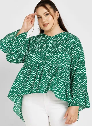 Asymmetrical Ruffle Detail Top 