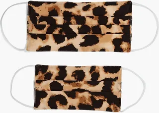 Set of two leopard-print crepe face masks
