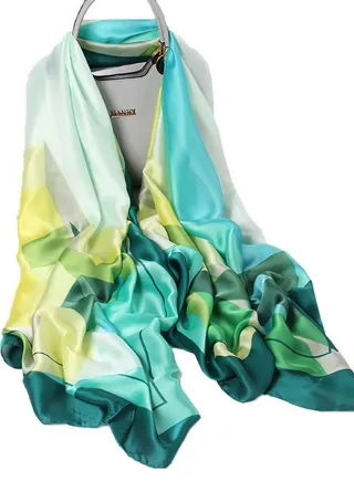 Scarves, Women's Silk Scarves Long Geometric Patterns Sun Protection Shawls, Wraps Lightweight Fashion for All Seasons 