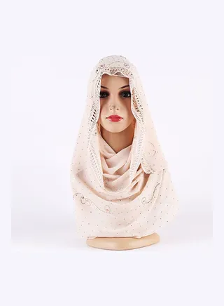 Hot Diamond Pearl Snow Imitation Headscarf Beige 