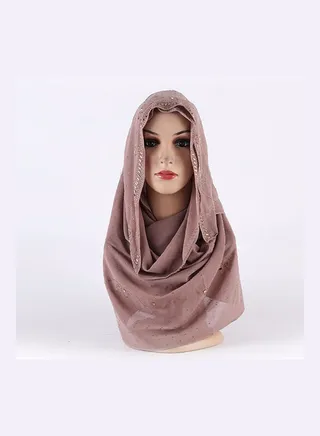 Hot Diamond Pearl Snow Imitation Headscarf Brown 