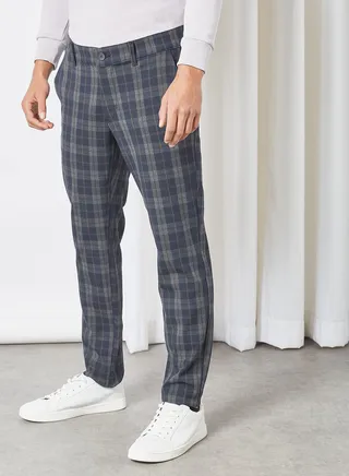 Checked Pants Dark Navy 