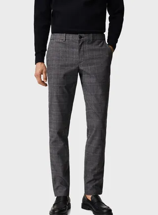 Checked Slim Fit Trousers 