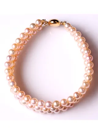 Bracelet 3L 19cm, Freshwater Pearls, B Quality, Natural Multi Color, 5.5-5.0MM, Agw 22.28Gms, 18KY 
