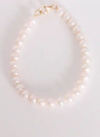 Bracelet 1L 19Cm, Freshwater Pearls, A Quality, White Color, 5.5-5.0MM, 18KY 
