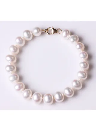 Bracelet 1L 19Cm, Freshwater Pearls, A Quality, White Color, 8.5-8.0MM, Agw 18.24Gms, 18KY 