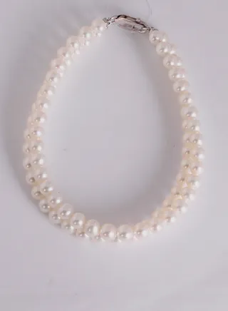 Bracelet, 2st 19cm, Freshwater Pearls, A Quality, White Color, 5.0-4.5MM, 18KW 