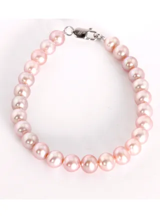 Bracelet 1st 19Cm, Freshwater Pearls, A Quality, Natural Multi Color, 7.0-6.5MM, 18KW 