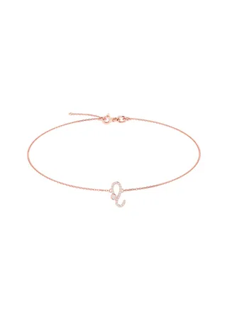 Capri Gold 18K Rose Gold Leo Zodiac Sign Bracelet with Diamonds 