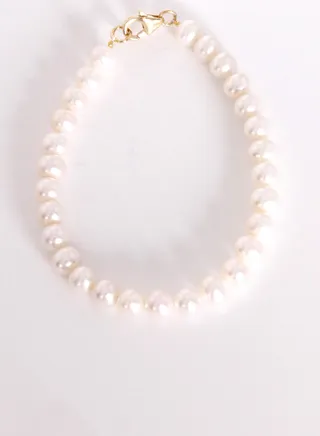 Bracelet 1L 19Cm, Freshwater Pearls, A Quality, White Color, 6.5-6.0MM, 18KY 
