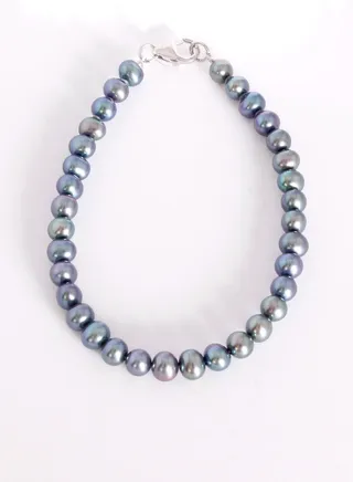 Bracelet 1L 19Cm, Freshwater Pearls, A Quality, Treated Black Color, 5.5-5.0MM, 18KW 