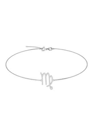 Capri Gold 18K White Gold Virgo Zodiac Sign Bracelet with Diamonds 