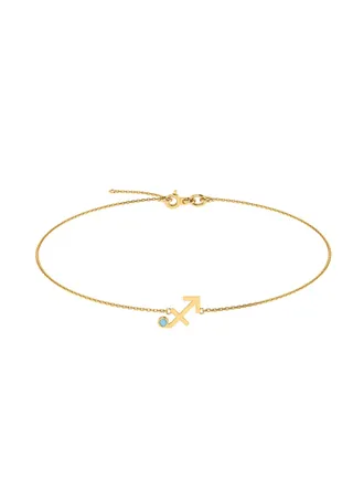 Capri Gold 18K Yellow Gold Sagittarius Zodiac Sign Bracelet with Blue Topaz 