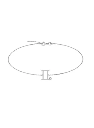 Capri Gold 18K White Gold Gemini Zodiac Sign Bracelet with Pearl 