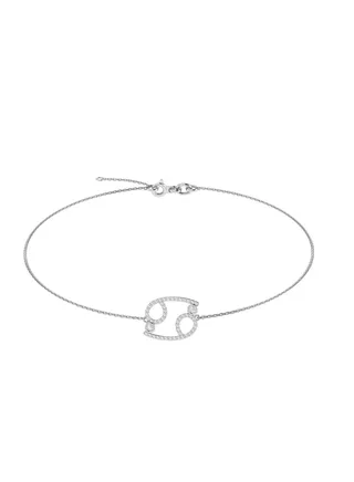 Capri Gold 18K White Gold Cancer Zodiac Sign Bracelet with Diamonds 