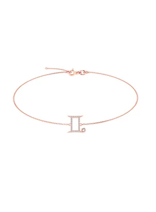 Capri Gold 18K Rose Gold Gemini Zodiac Sign Bracelet with Pearl and Diamond 