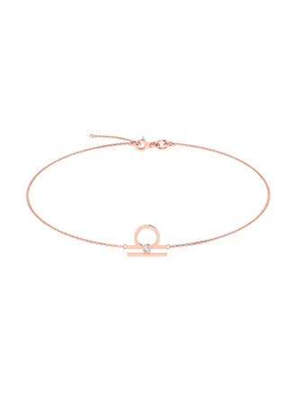Capri Gold 18K Rose Gold Libra Zodiac Sign Bracelet with Diamond 