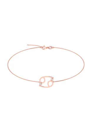 Capri Gold 18K Rose Gold Cancer Zodiac Sign Bracelet with Diamond 