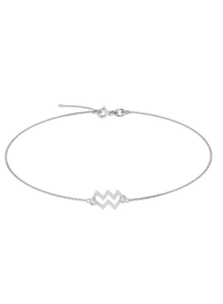Capri Gold 18K White Gold Aquarius Zodiac Sign Bracelet with Diamond 