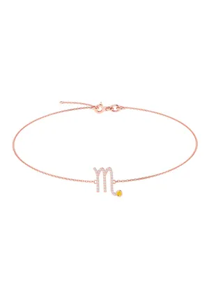 Capri Gold 18K Rose Gold Scorpio Zodiac Sign Bracelet with Citrine and Diamond 