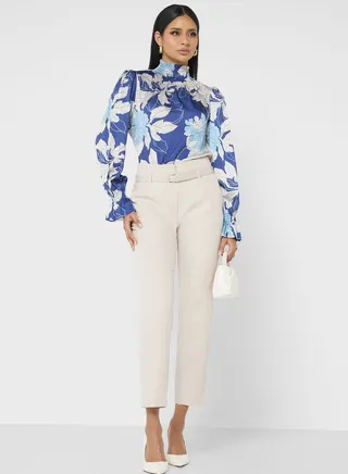 Belted High Waist Pants