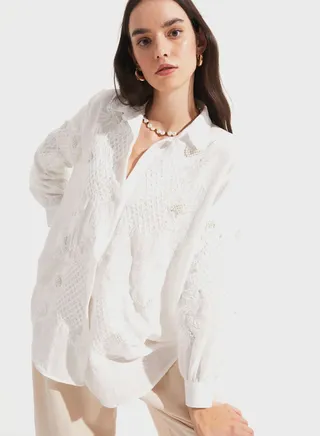 Embroidered Button Down Shirt