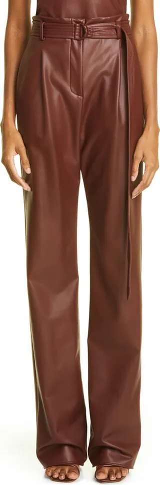 Belted Faux Leather Pants